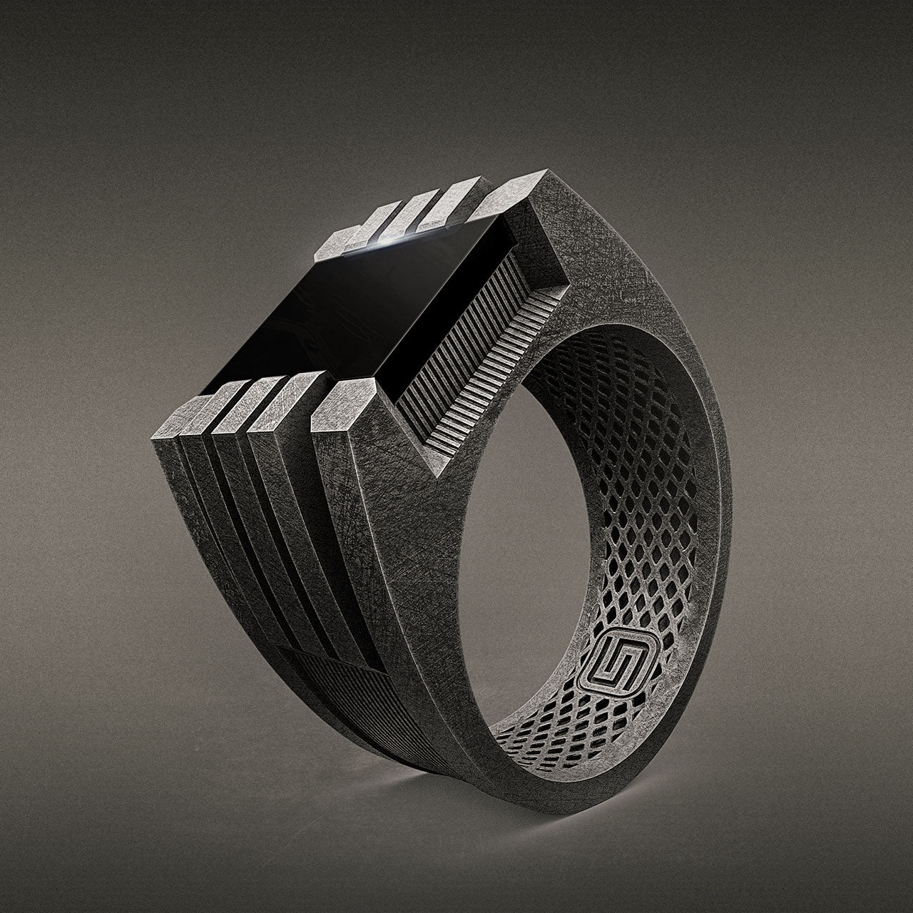 Black signet ring, dystopian vibe