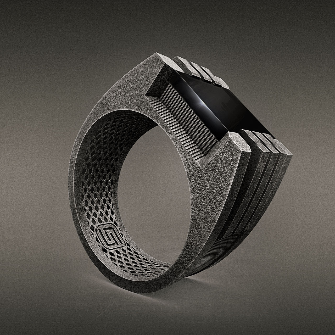 Black signet ring, dystopian vibe