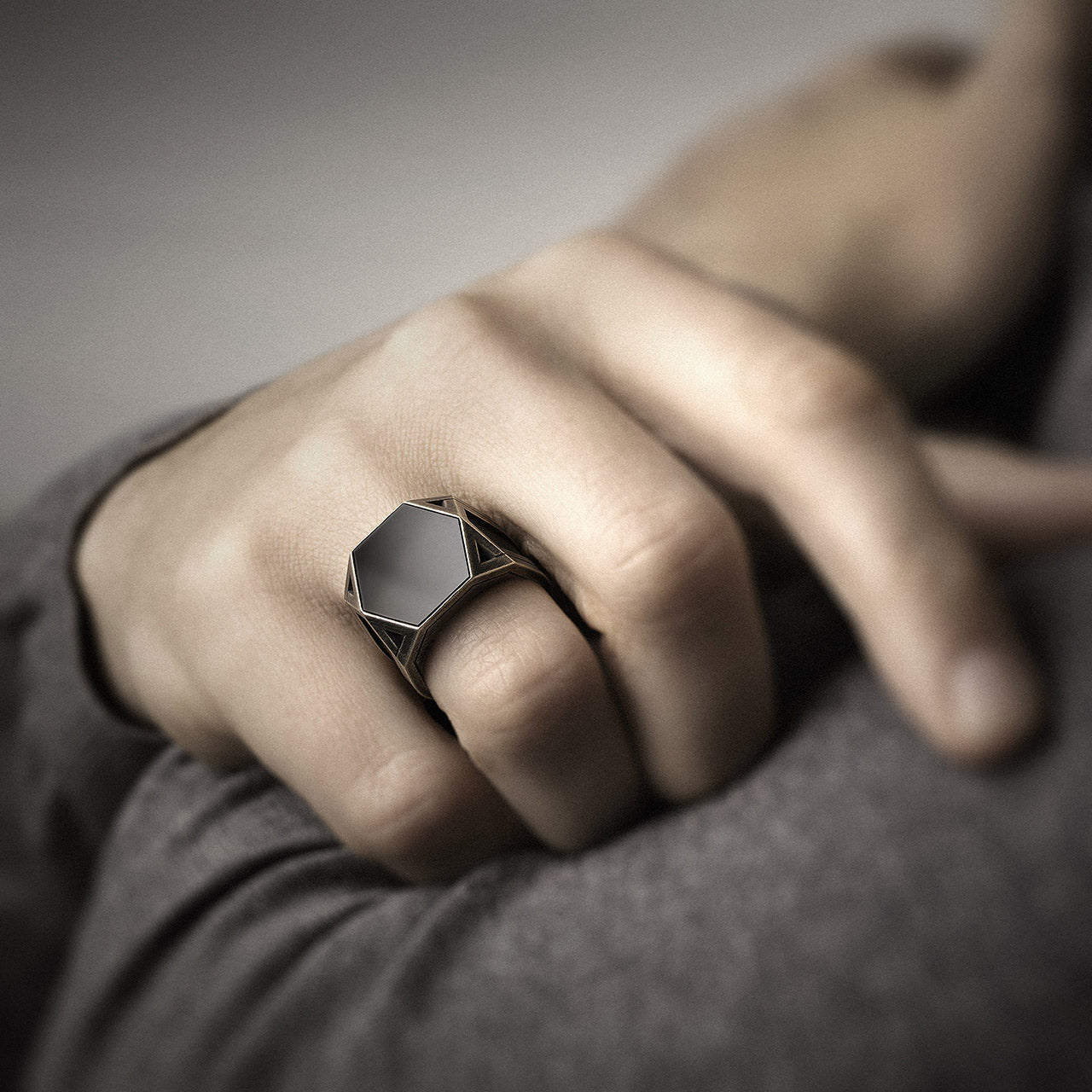 Black Men's onyx ring