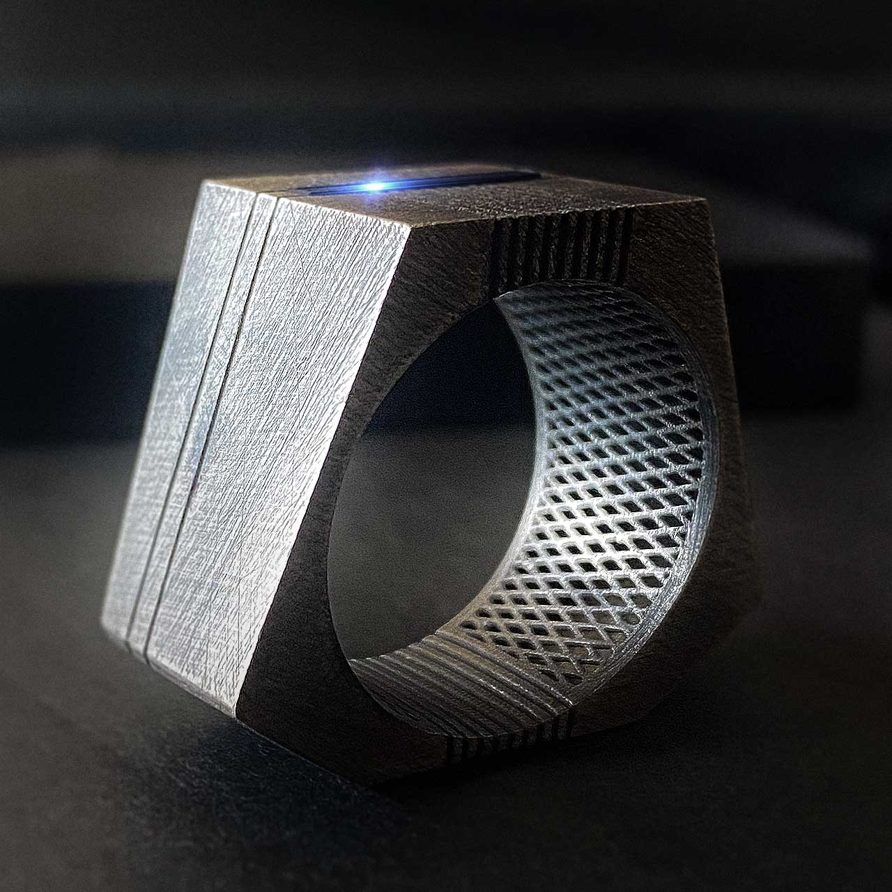 Cyberpunk Ring with Sci-Fi 1980s Vibes