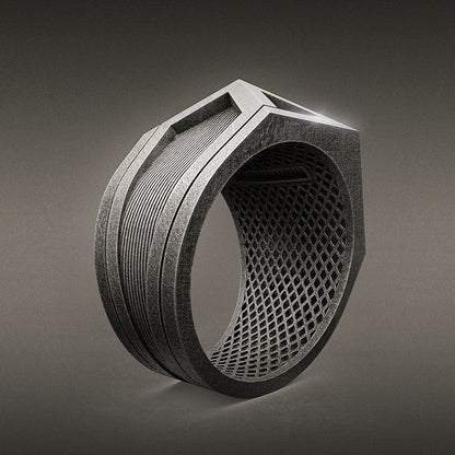 Mens Onyx Ring with Dystopian Vibe