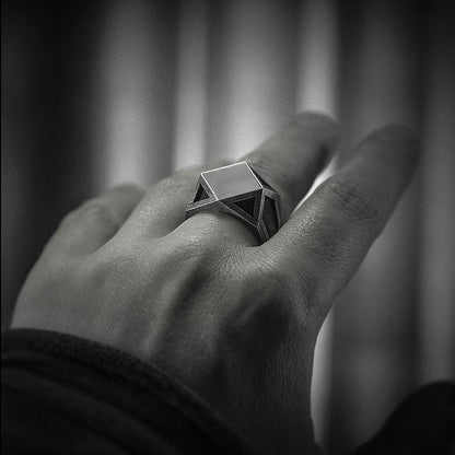 Mens Onyx Ring with Dystopian Vibe