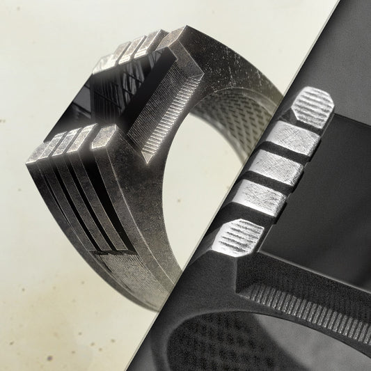 Black Signet Ring with Onyx and Dystopian Vibe - CR02