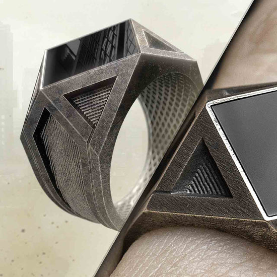 Mens Onyx Ring with Dystopian Vibe